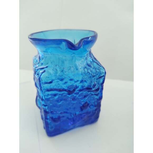 VTG Midnight Blue Pilgrim Glass Pitcher - Nugate Surface - Clear Handle  4" - Picture 12 of 13